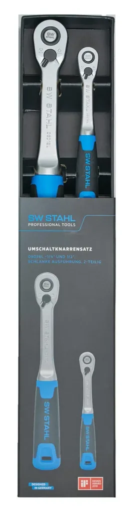 Umschaltknarrensatz, 1/4" und 1/2", schlanke Ausführung, 2-teilig