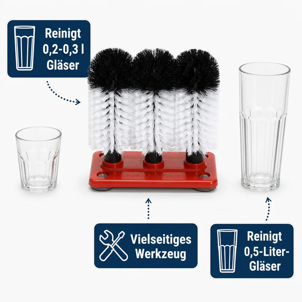 Gläserspülbürste, Gläserspülbürstengarnitur Profis - GR-1 - 3 x 18 cm