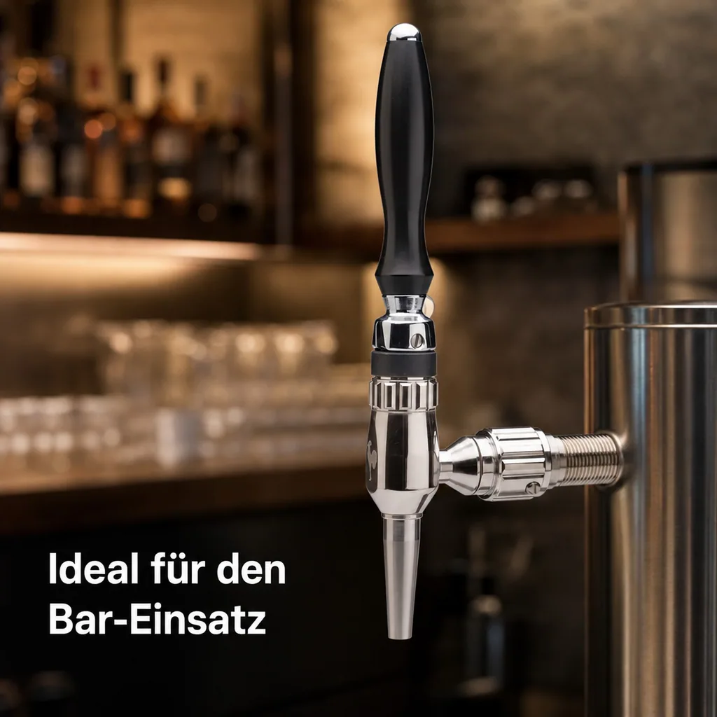 Bierzapfhahn, Kompensatorhahn Nordic - aus satiniertem stahl mit kompensatorschaft inox 5/8", Gewindelänge: 35 mm