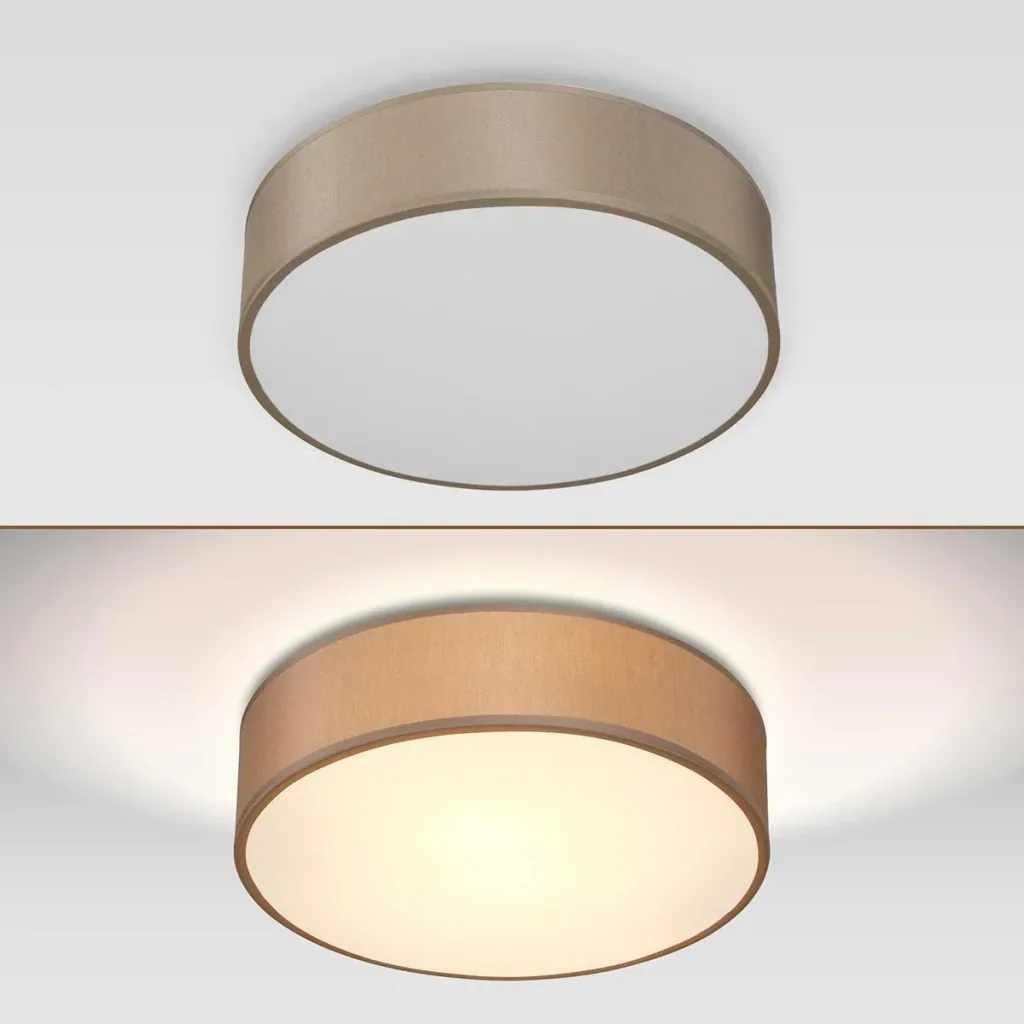 Deckenleuchte - Taupe - Stoff - Ø38cm