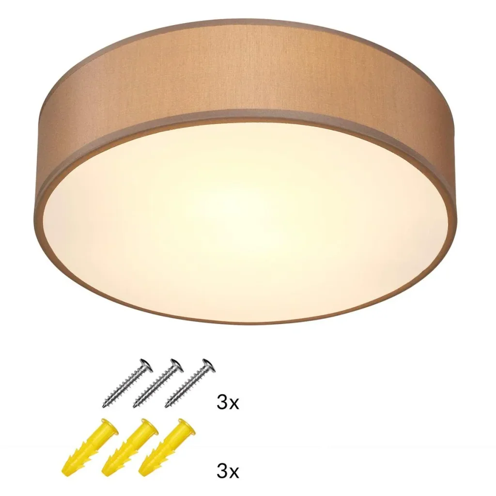 Deckenleuchte - Taupe - Stoff - Ø38cm