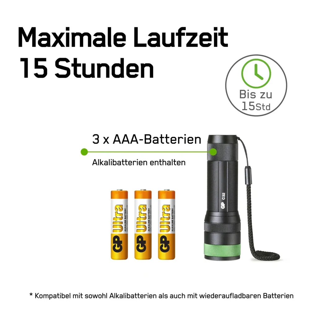 DISCOVERY Taschenlampe mit CRE LED und 300 Lumen, IPX4