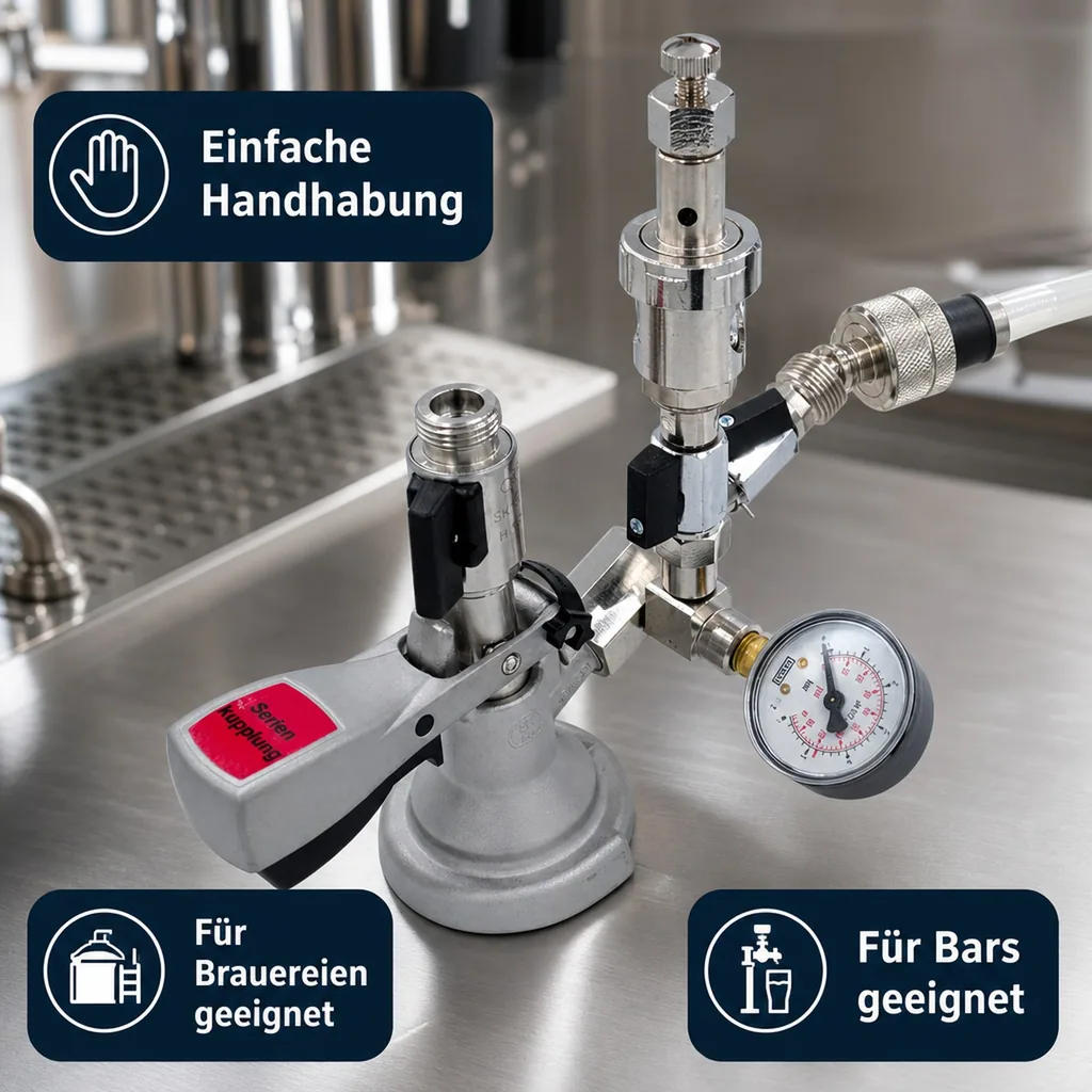 Füllzapfkopf zum Befüllen von KEG-Bierfässern, Ausführung: FLACH Füllzapfkopf