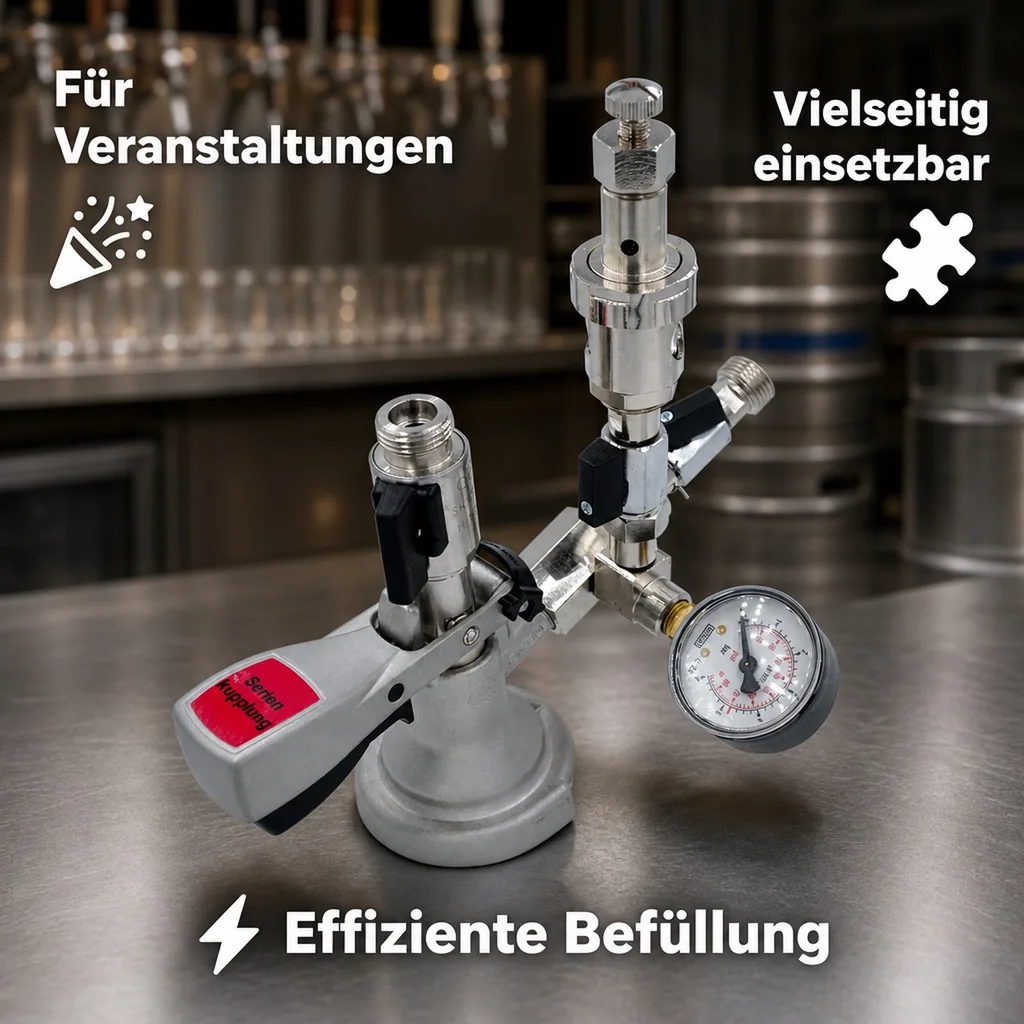Füllzapfkopf zum Befüllen von KEG-Bierfässern, Ausführung: FLACH Füllzapfkopf