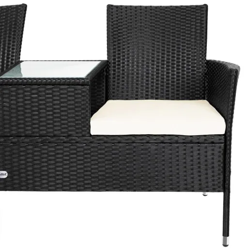 Gartenbank / Love Bench - Polyrattan- 143x55x88cm - schwarz