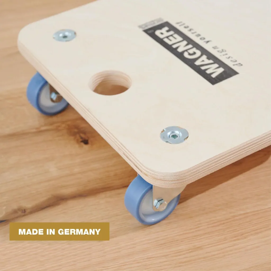 Transporthilfe MM 1353, 29 x 29 x 8,5 cm, softe Rollen Ø 50 mm, Gleitlager, Multiplex Birke FSC®, Tragkraft 250 kg