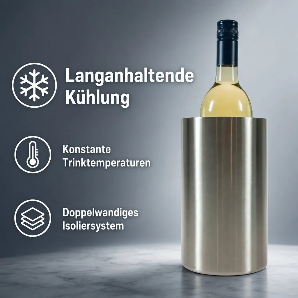 Flaschenkühler Edelstahl - Innendurchmesser: 10,4cm - Höhe: 18cm