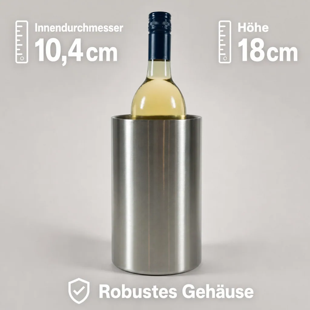 Flaschenkühler Edelstahl - Innendurchmesser: 10,4cm - Höhe: 18cm