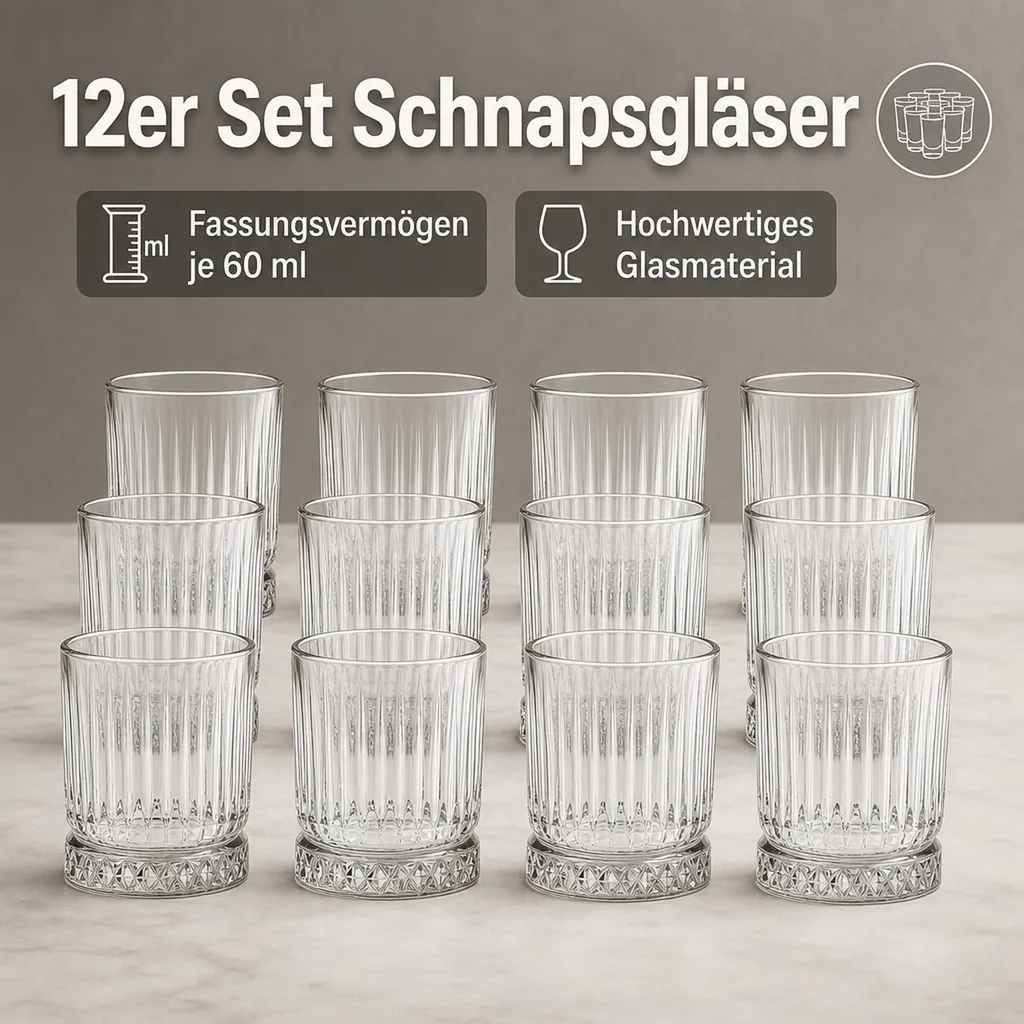 Schnapsgläser, Shotgläser 12er Set - Elysia, 60ml