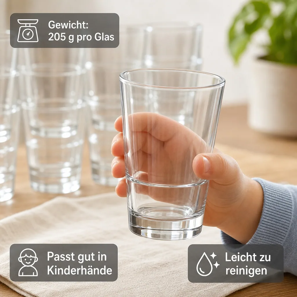 Trinkgläser, Wassergläser, Saftgläser 12er Set - Grande-S, 190ml