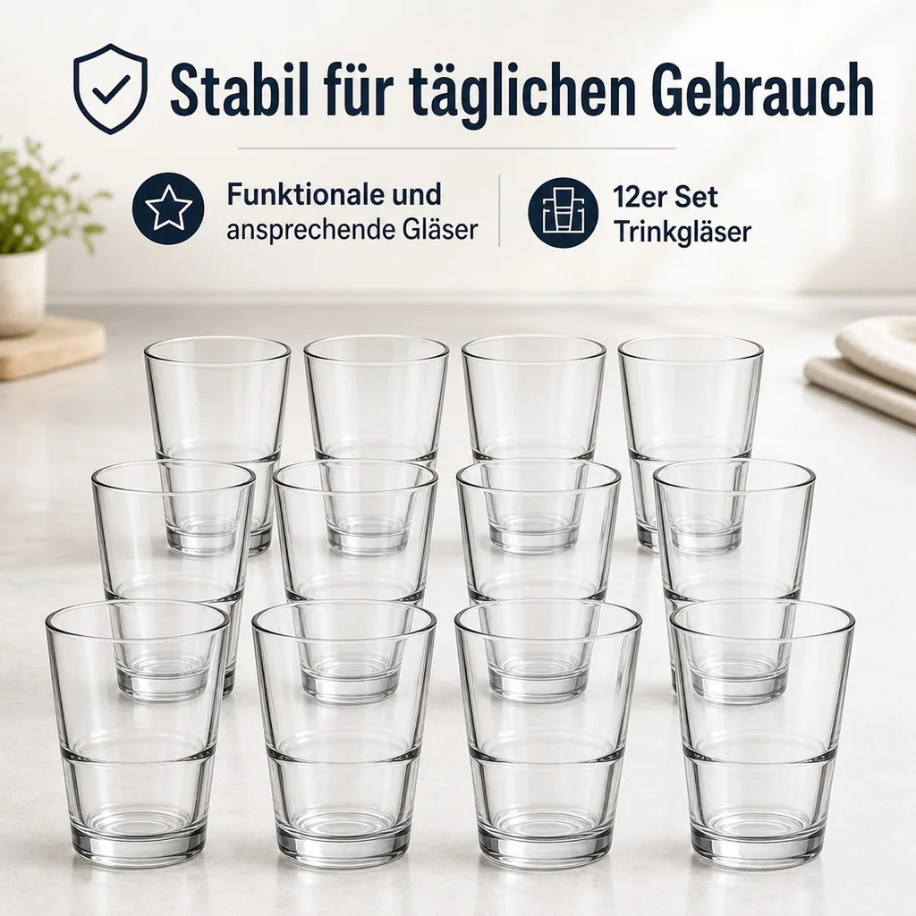 Trinkgläser, Wassergläser, Saftgläser 12er Set