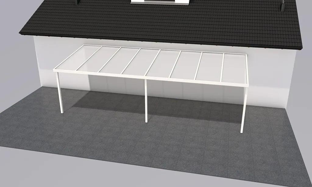 Terrassendach Premium, weiß, 8125 x 3060 mm - Polycarbonat Stegplatten 16 mm, opal