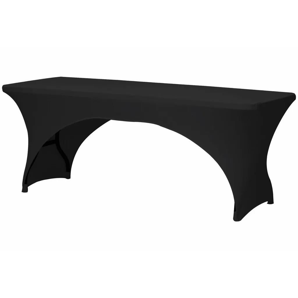 Stretch-Tischdecke, schwarz, Polyester, rechteckiger Tisch, Beintaschen