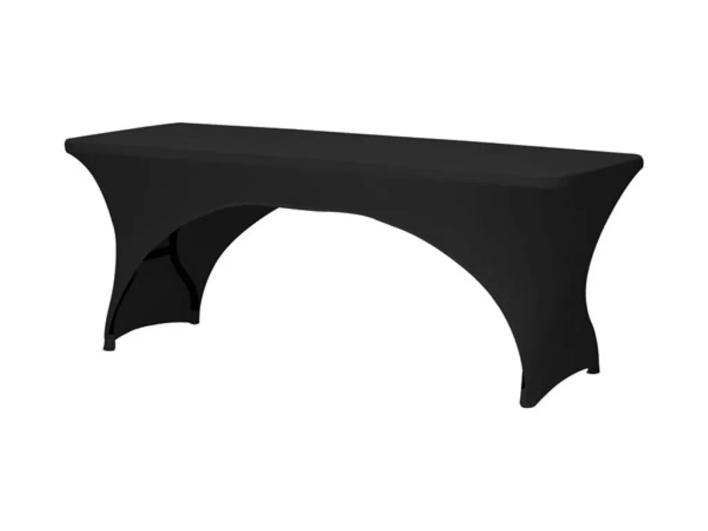 Stretch-Tischdecke, schwarz, Polyester, rechteckiger Tisch, Beintaschen