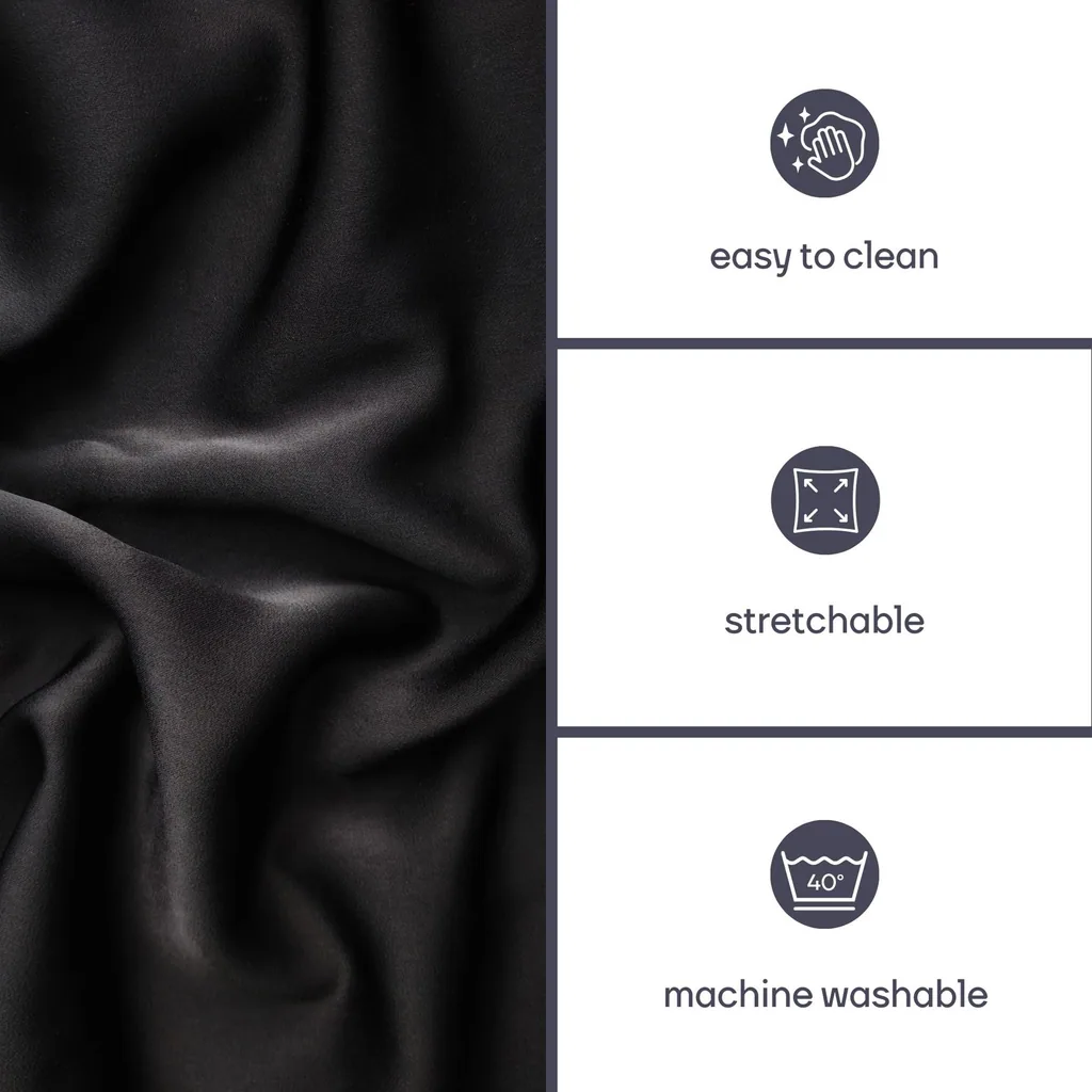 Stretch-Tischdecke, schwarz, Polyester, rechteckiger Tisch, Beintaschen