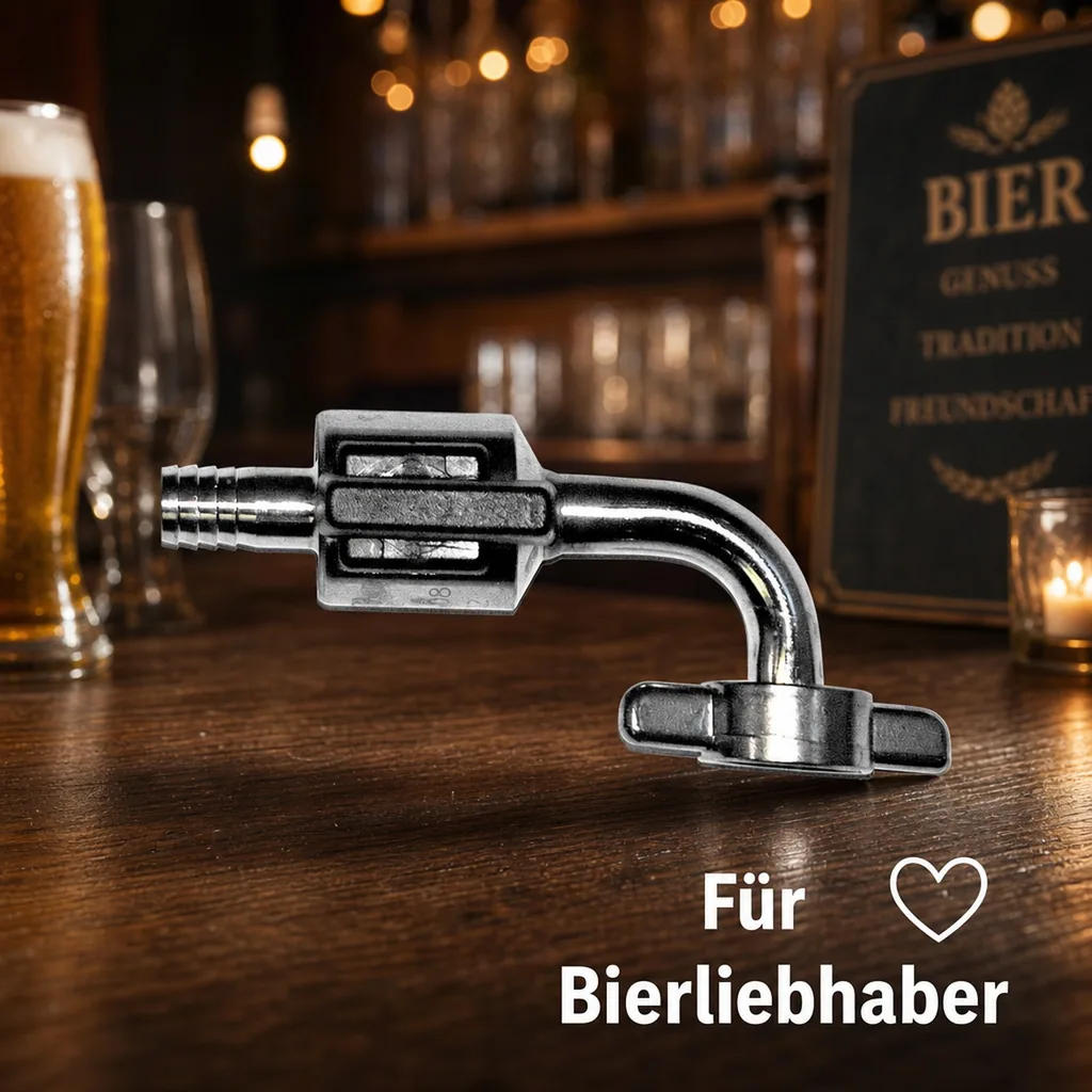 Bierabstellhahn - Gebogen, aus Edelstahl, NW: 7 mm