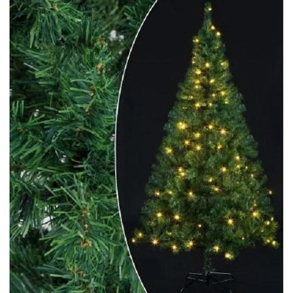 Weihnachtsbaum PVC inkl. Lichterkette und Ständer - 150cm - dunkelgrün