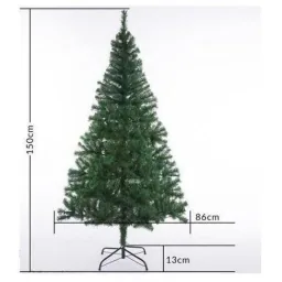 Weihnachtsbaum PVC inkl. Lichterkette und Ständer - 150cm - dunkelgrün