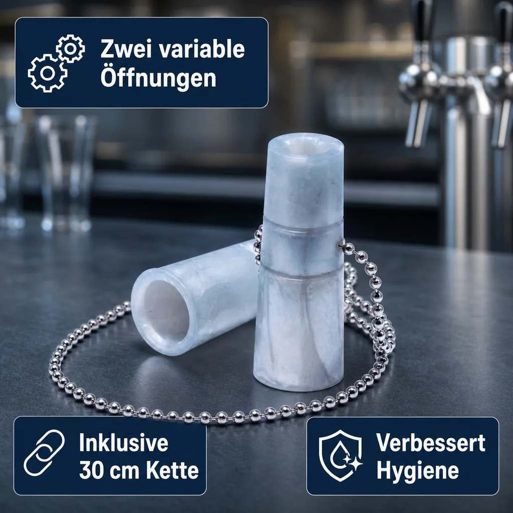 Zapfhahnverschluss für Bierzapfhähne, Farbe: Silber-/silberfarbene Kette