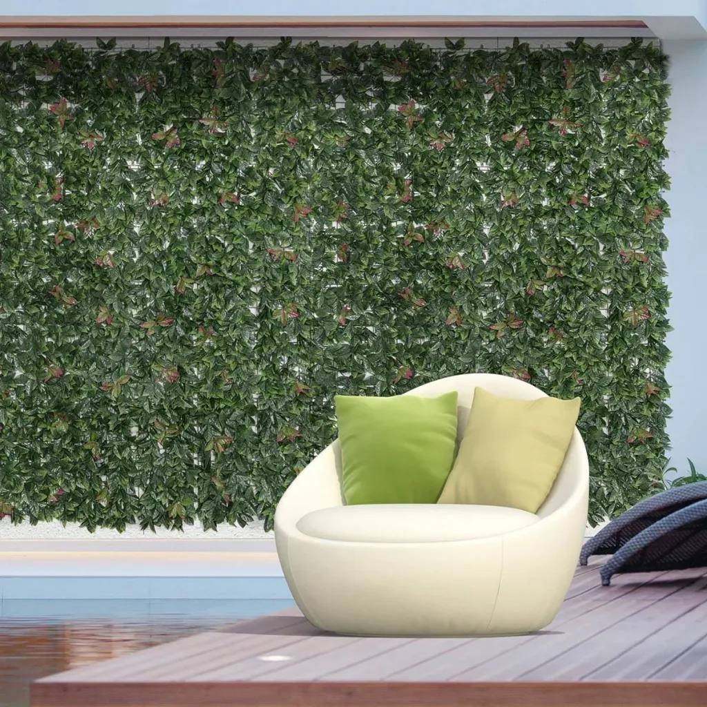 12 Stück künstliches Pflanzenwand Hecke 50x50 cm UV-Schutz Sichtschutz Glanzmispeln Design Heckenpflanze für Garten Outd