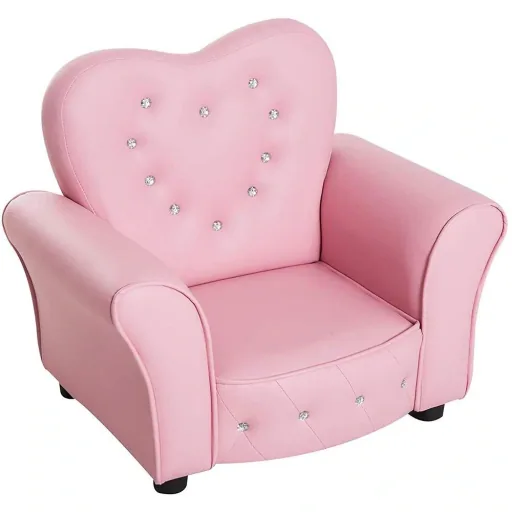 Kindersessel Kindersofa Prinzessin Minisofa herzförmig Rosa