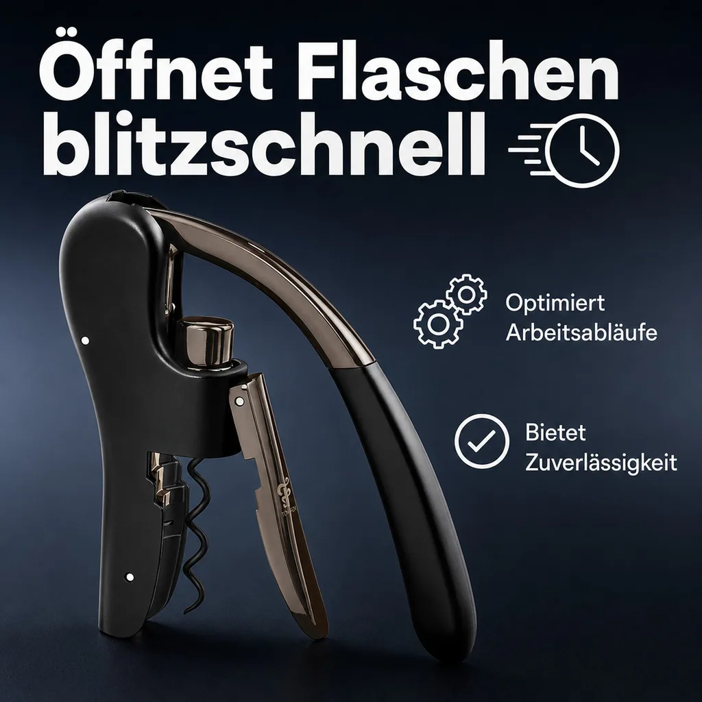 Korkenzieher, Weinöffner, Weinflaschenöffner - The Lift, Schwarze Edition