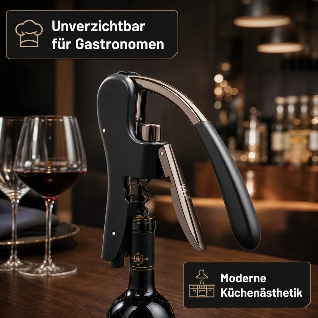 Korkenzieher, Weinöffner, Weinflaschenöffner - The Lift, Schwarze Edition