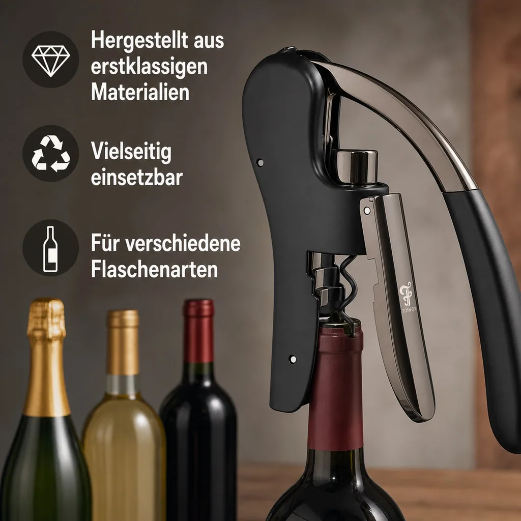 Korkenzieher, Weinöffner, Weinflaschenöffner - The Lift, Schwarze Edition
