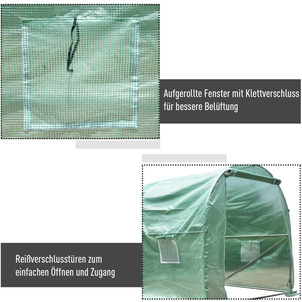 Foliengewächshaus mit Fenster grün