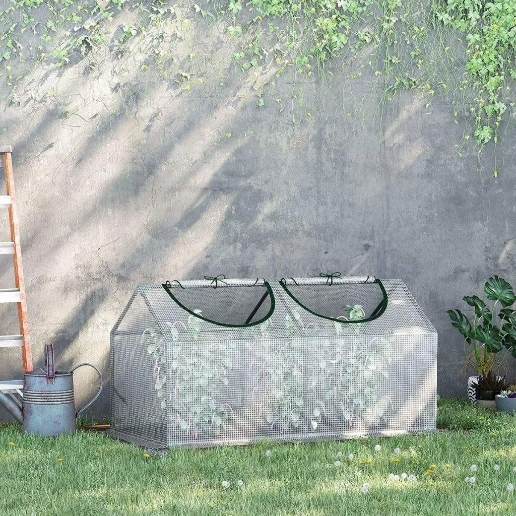 Poly-Gewächshaus mit Fenster PE-Gewächshaus Tomatenhaus Kühlrahmen 119 x 60 x 60 cm weiß