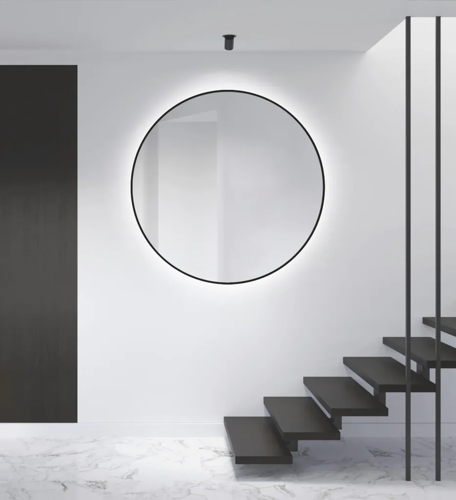 Dekorativer Wandspiegel "Black OROS" - Light mit indirekter LED Beleuchtung Ø 120 cm
