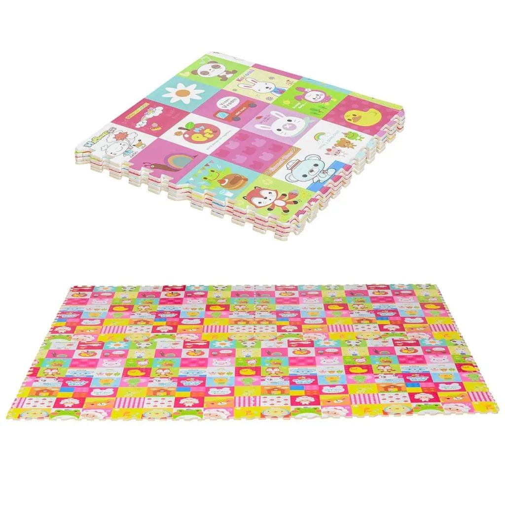 Puzzlematte für Babys Kinder Spielmatte spiel erziehung klappbar EVA foam Tiere Muster 61,5 x 61,5 cm
