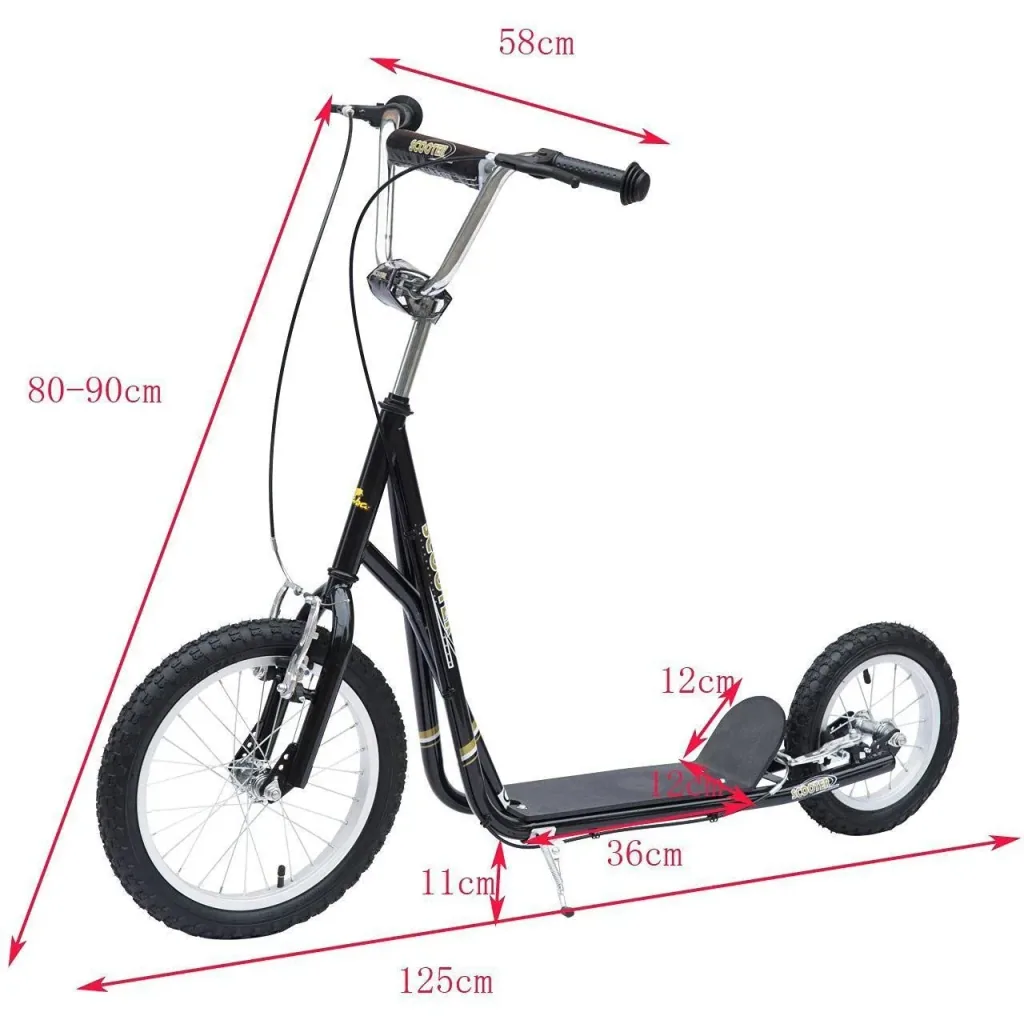 Kinder Tretroller Scooter 16/12 Zoll schwarz