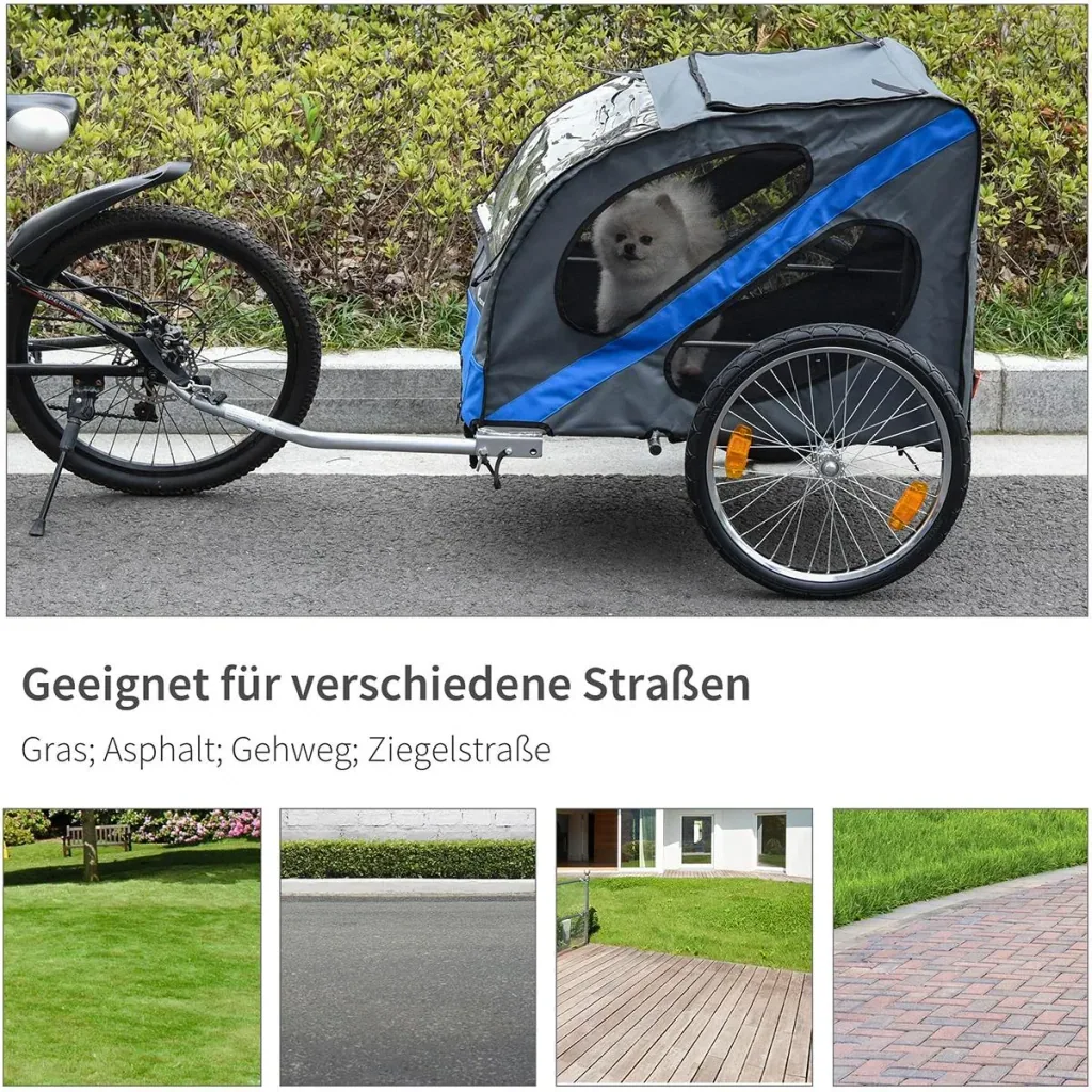 Fahrradanhänger für Hunde schwarz, rot
