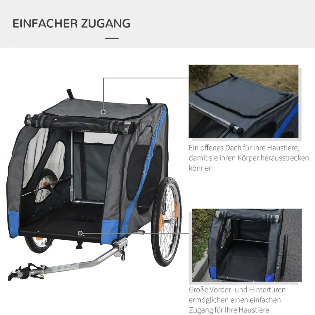 Fahrradanhänger für Hunde schwarz, rot