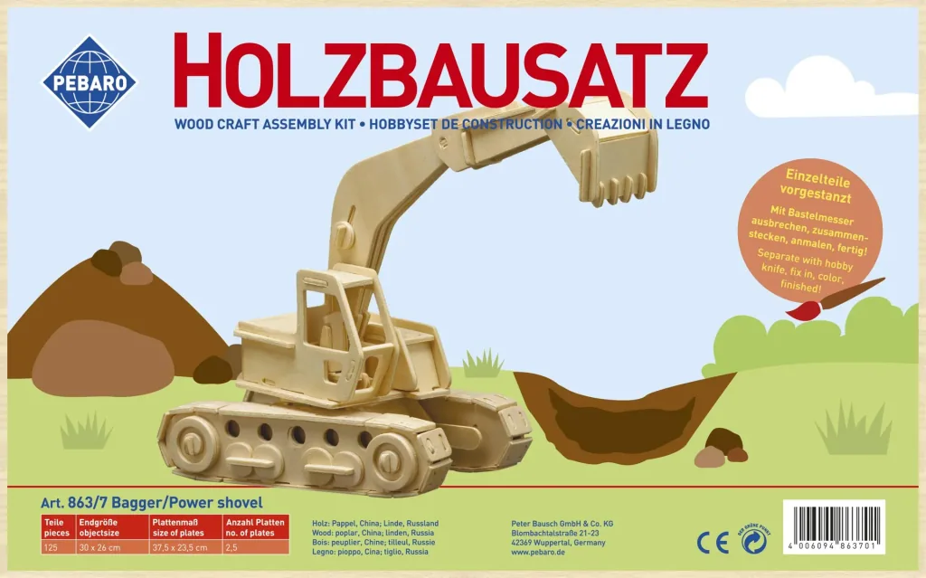Holzbausatz "Bagger", 30 x 26 cm