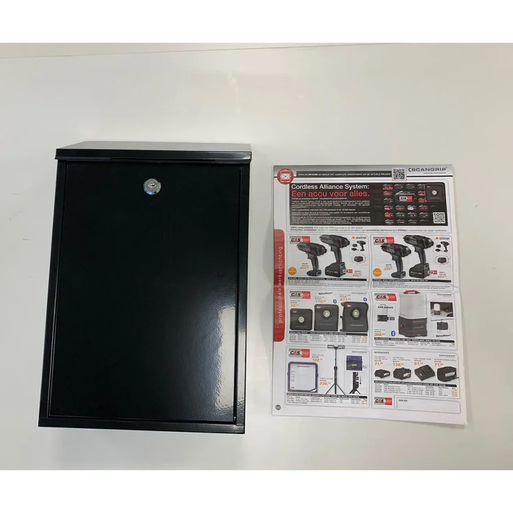 Briefkasten mit 2 Tasten - schwarz glänzend - 400x250x100 mm