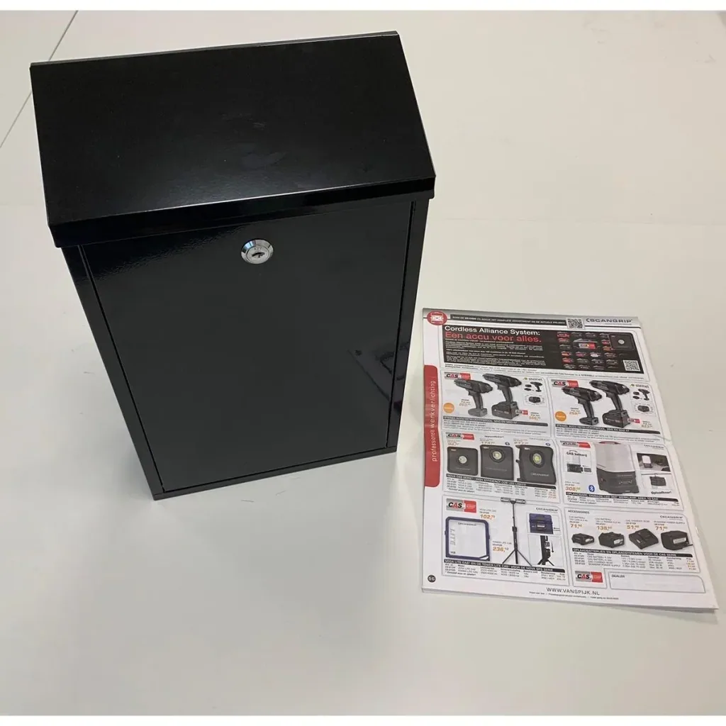 Briefkasten mit 2 Tasten - schwarz glänzend - 400x250x100 mm
