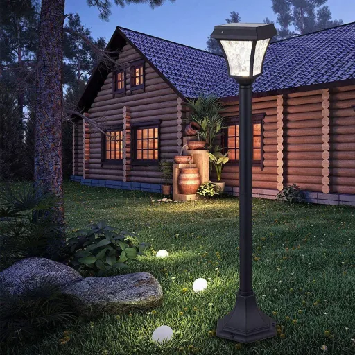 VT-984 Valencia Solar-Gartenpfosten Solar-LED-Lampe - 3 Lichtfarben