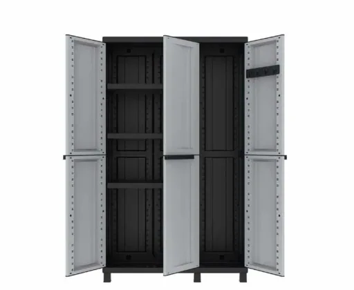 Twist Black 102A 3-türiger Kunststoffschrank mit 2 Innenräumen und 3 höhenverstellbaren Einlegeböden