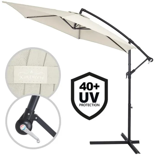 Sonnenschirm zusammenklappbare Aluminiumcreme Ø 330 cm UV-Schutz 40+