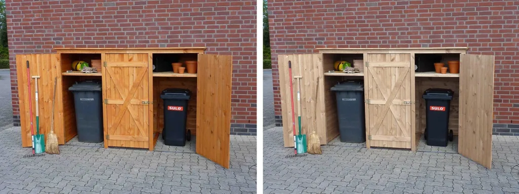 Mülltonnenschrank 3türig honigbraun
