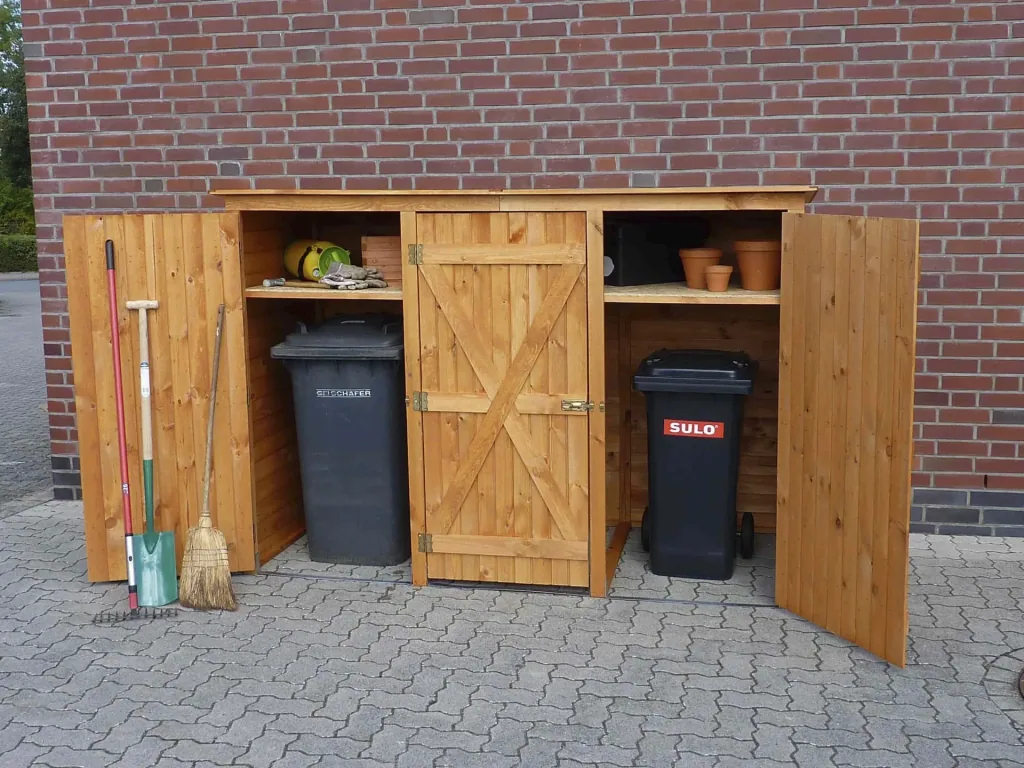 Mülltonnenschrank 3türig honigbraun