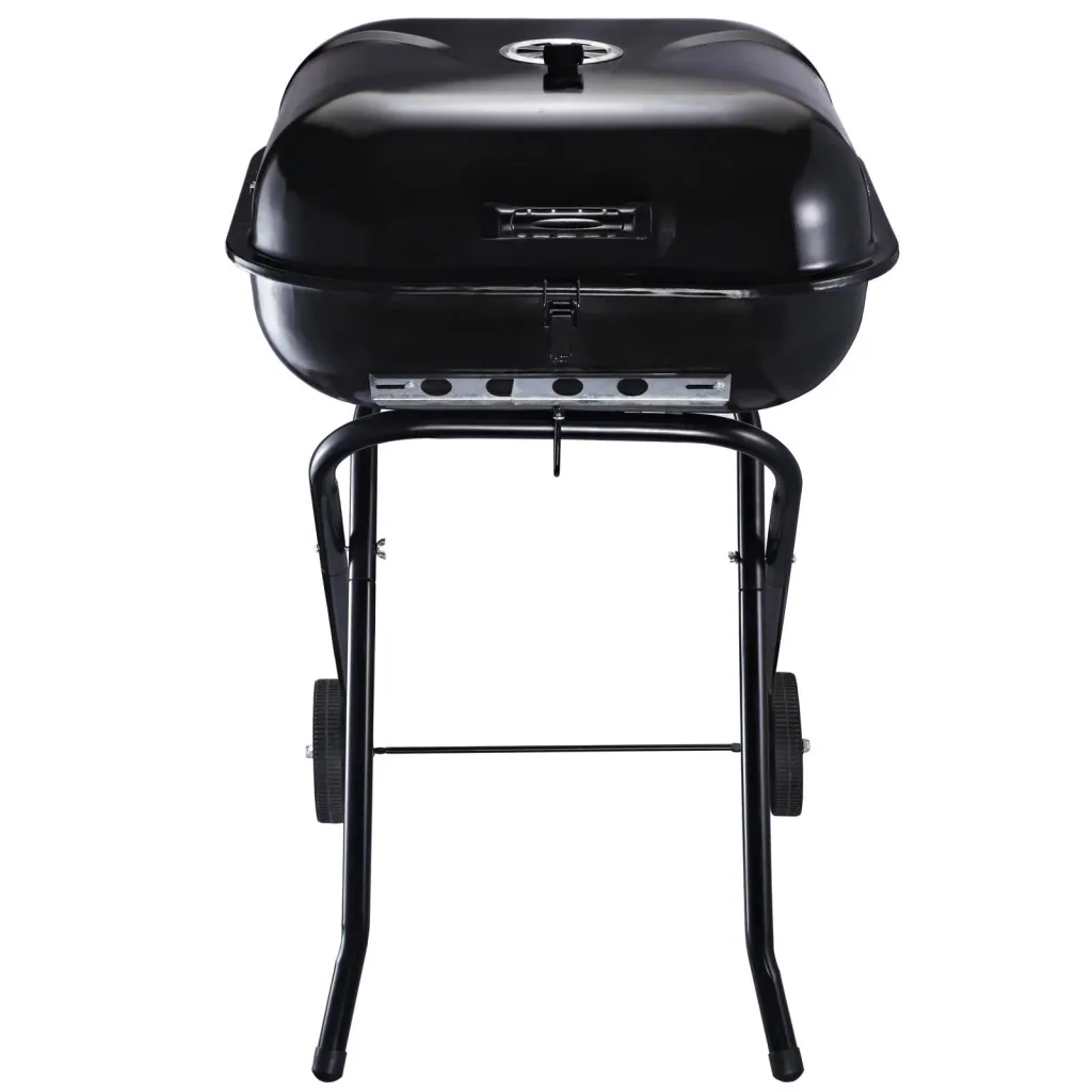 Holzkohlegrill mit Rädern, Grillwagen, Metall, schwarz