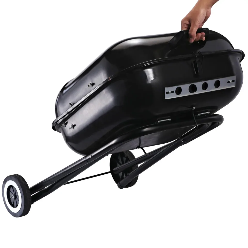 Holzkohlegrill mit Rädern, Grillwagen, Metall, schwarz