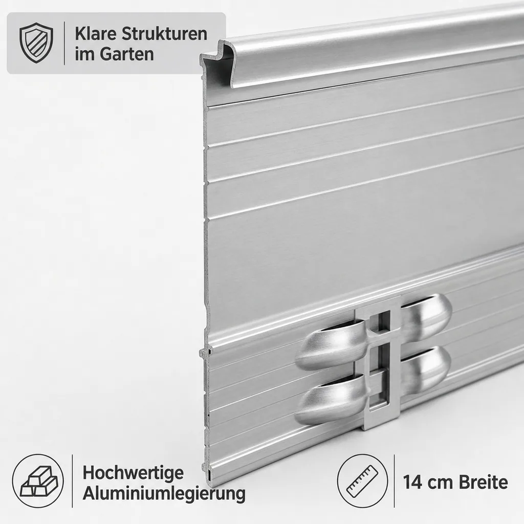 Ultra Starke Alu Rasenkante 14cm x 100cm | Beeteinfassung | Beetumrandung | Beetbegrenzungen