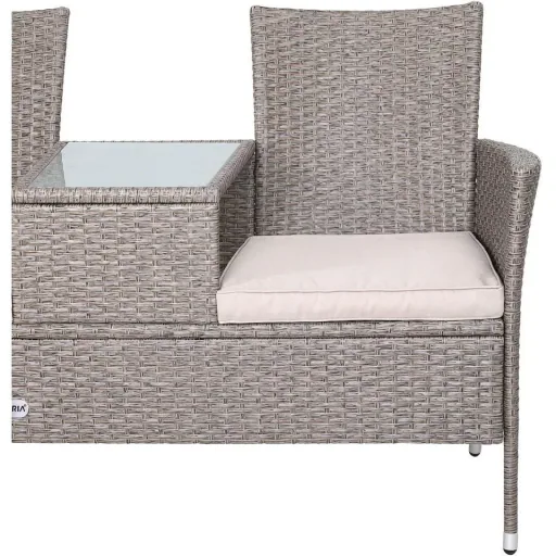 Gartenbank / Love Bench mit Box / Tisch mit Sitzkissen 143x64x87cm - Grau