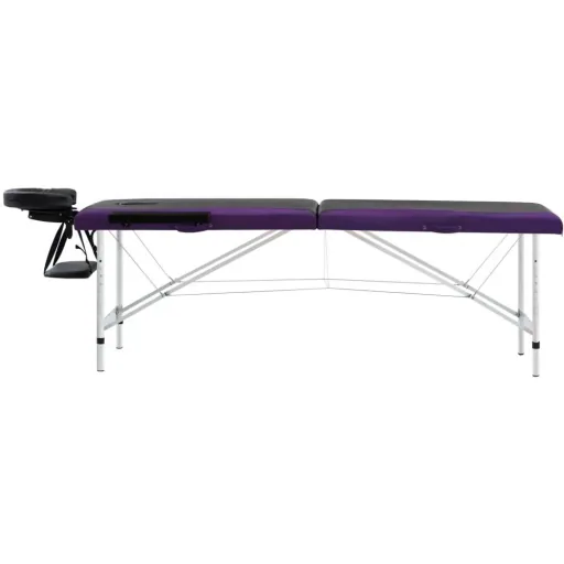 Klappbarer Massagetisch 2 Zonen Aluminium schwarz und lila