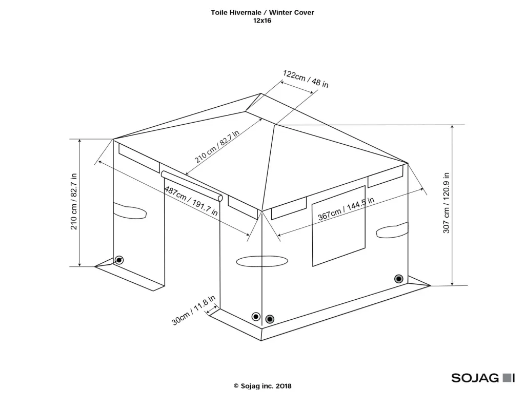 Sojag Pavillon Winterabdeckung für Pavillon 12 x 16