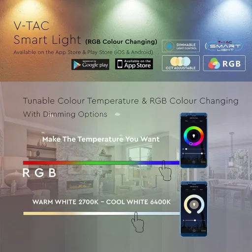 VT-5114 LED Wifi-Kerzen-Smartlampe - 4,5 W - RGB+W - E14
